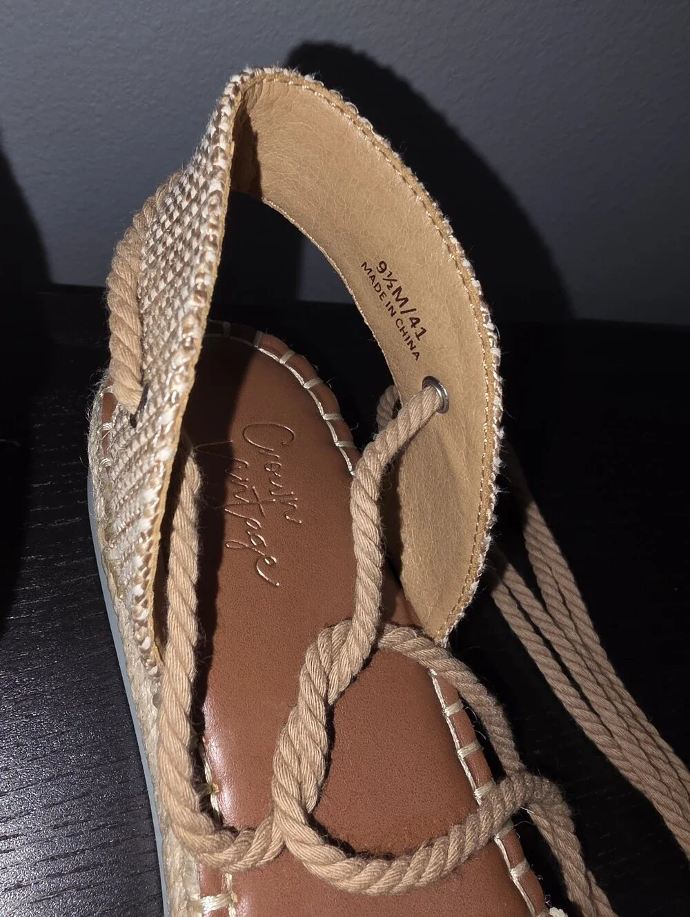 CROWN VINTAGE Brialle Ankle-Tie Espadrilles - Cream Summer Vacation Sandals